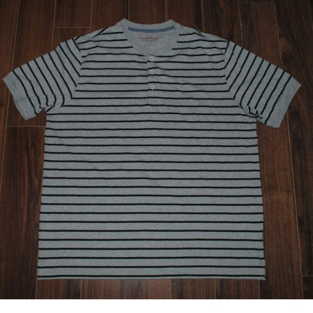 Weatherproof Original Vintage Henley Short Sleeve Striped Shirt XXL Chest 50"
